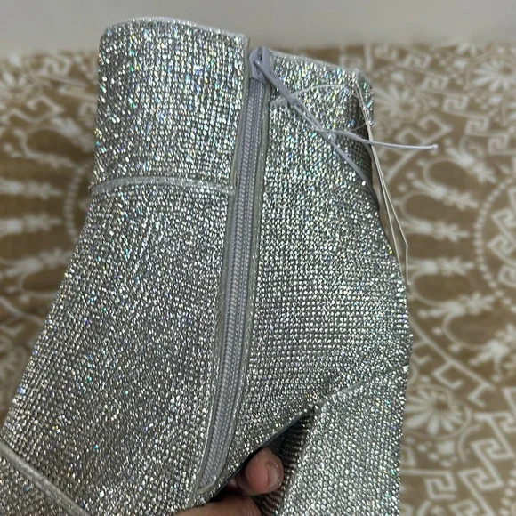 A New Day Silver Heeled Boots with Shimmering Rhinestones - Picture 7 of 16
